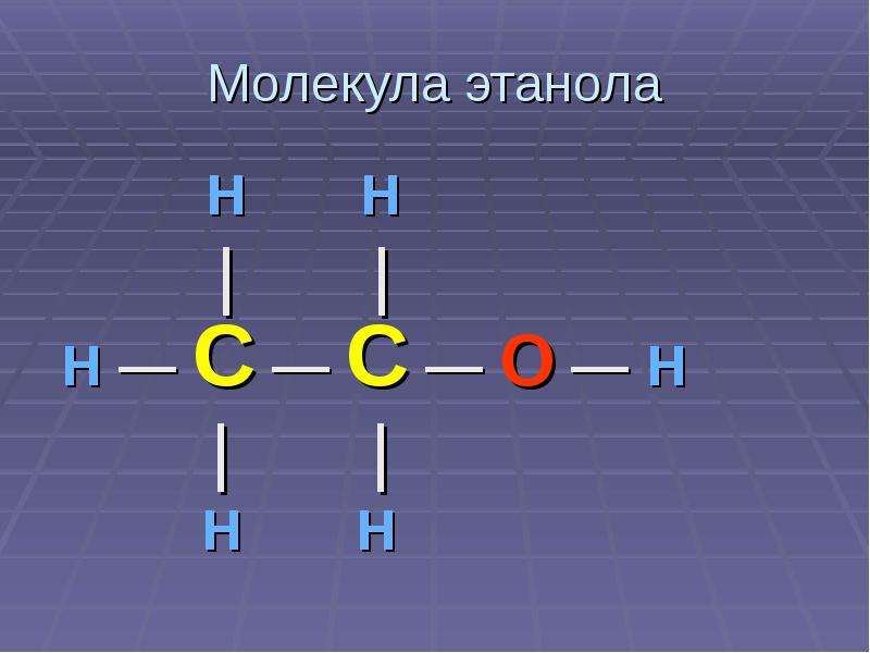 Молекула этанола H H H C C O
