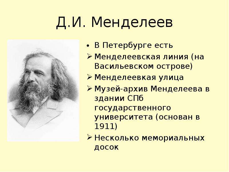 Д.И. Менделеев В Петербурге