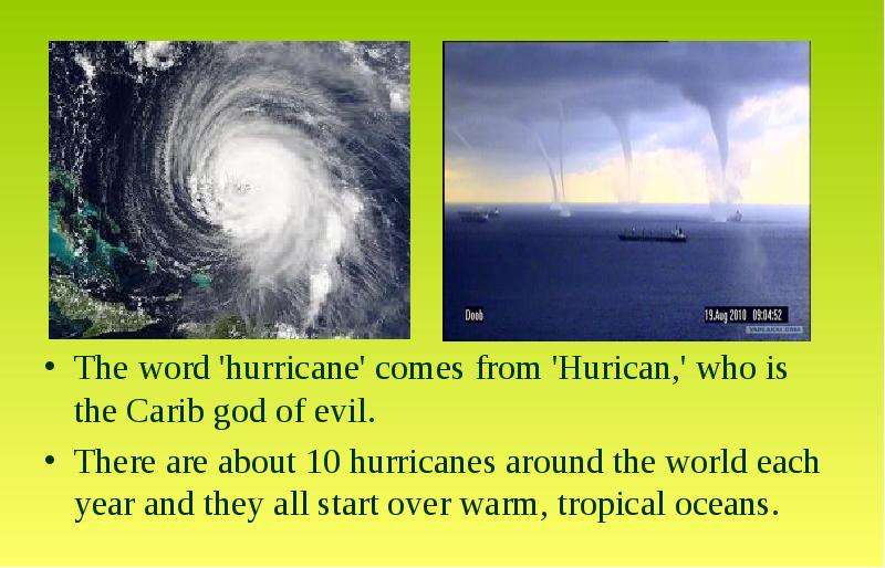 The word hurricane comes from