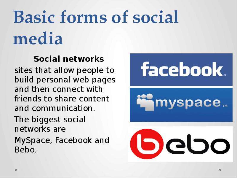 Basic forms of social media