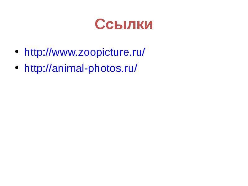 Ссылки http www.zoopicture.ru