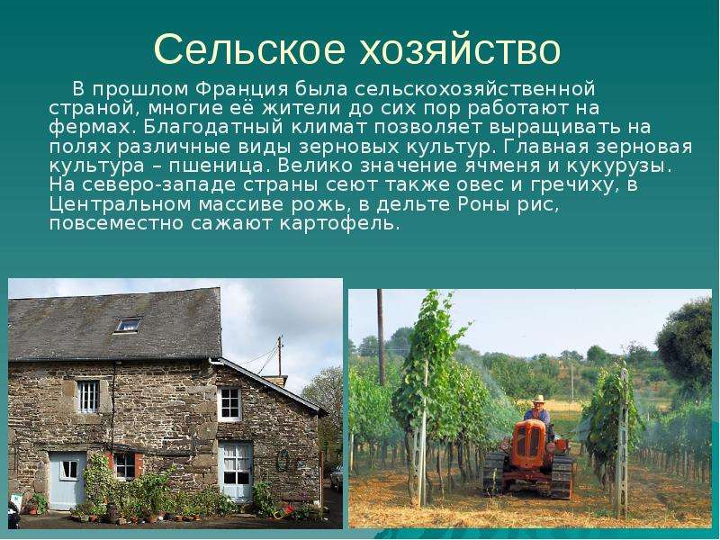 Сельское хозяйство В прошлом