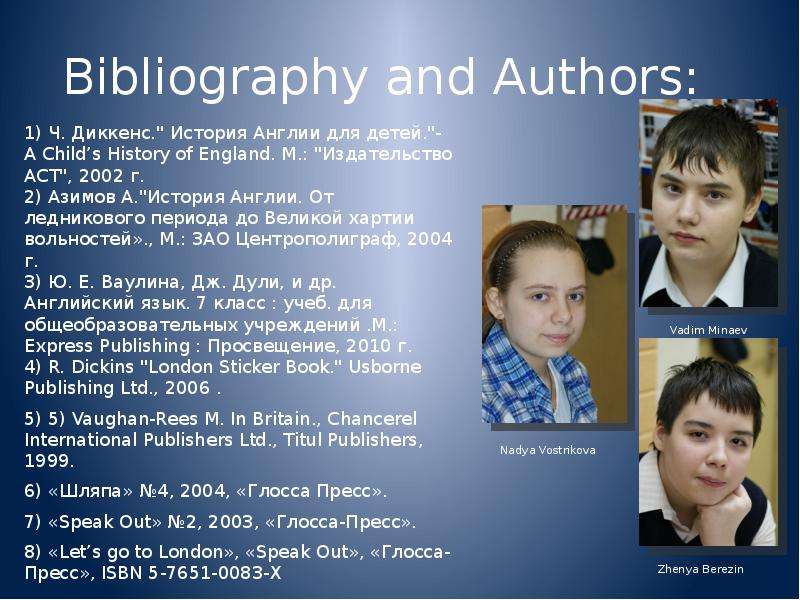 Bibliography and Authors