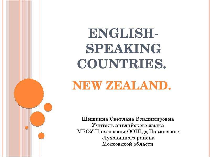 Презентация English-Speaking Countries. New Zealand.