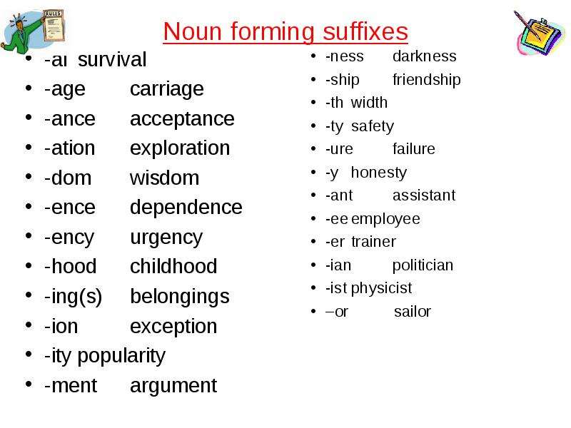 Noun forming suffixes