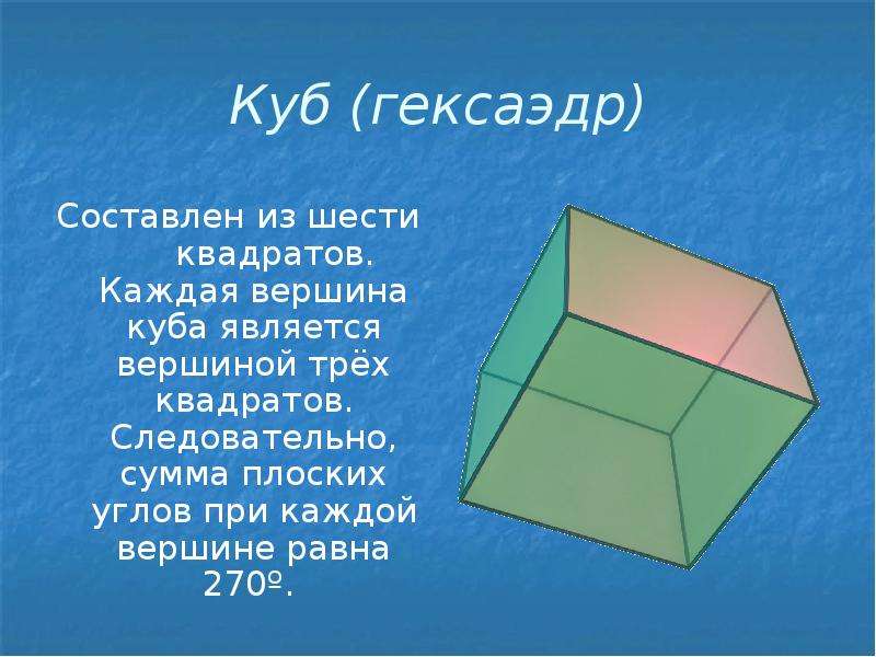 Куб гексаэдр Составлен из