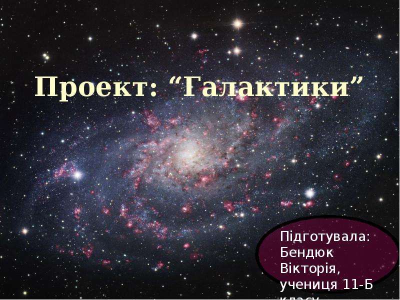 Презентация Проект: Галактики Підготувала: Бендюк Вікторія, учениця 11-Б класу
