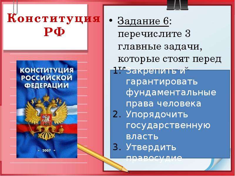 Конституция РФ Задание