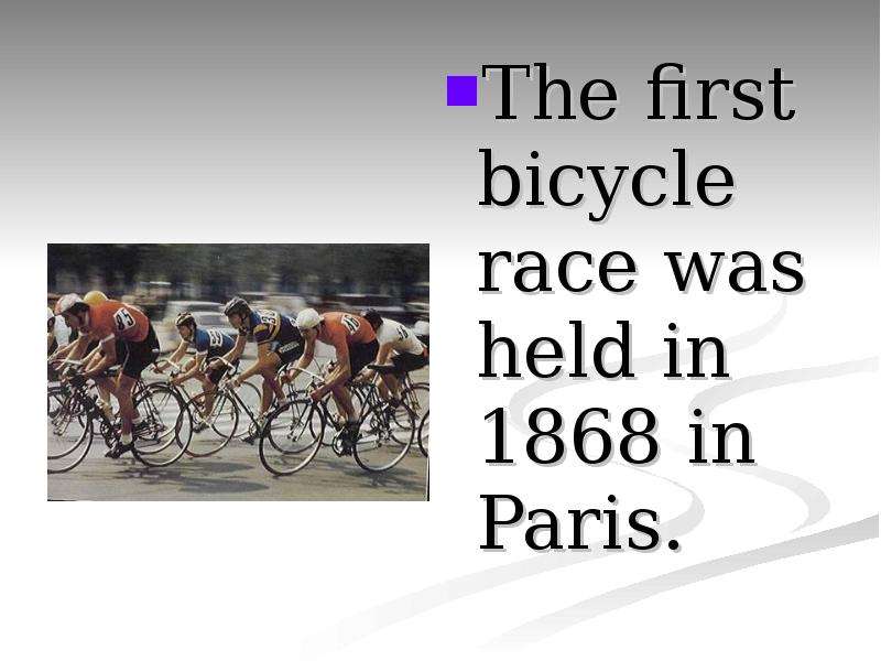 The first bicycle race was