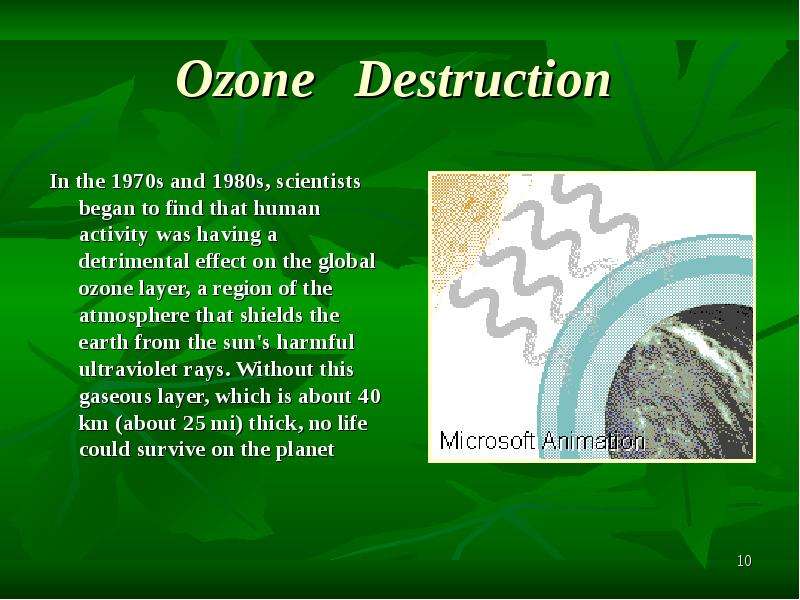 Ozone Destruction In the s