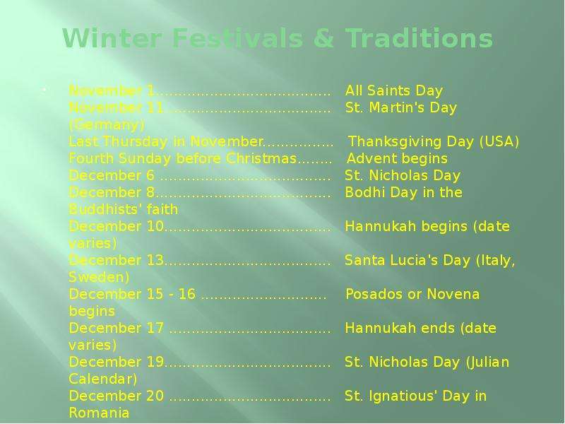 Winter Festivals amp