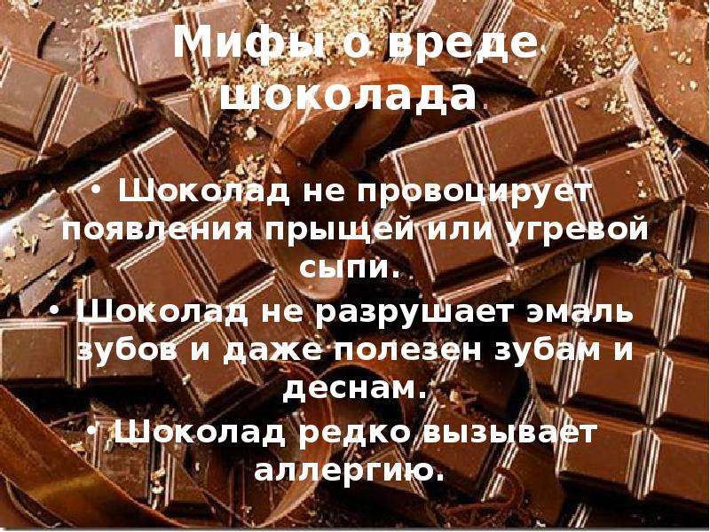 Мифы о вреде шоколада.
