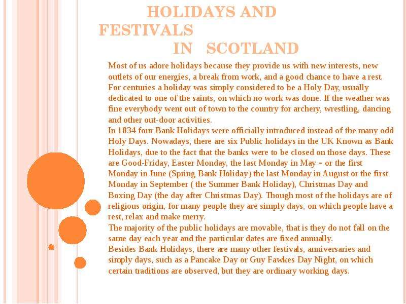 HOLIDAYS AND FESTIVALS IN