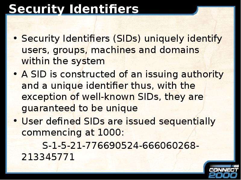 Security Identifiers Security