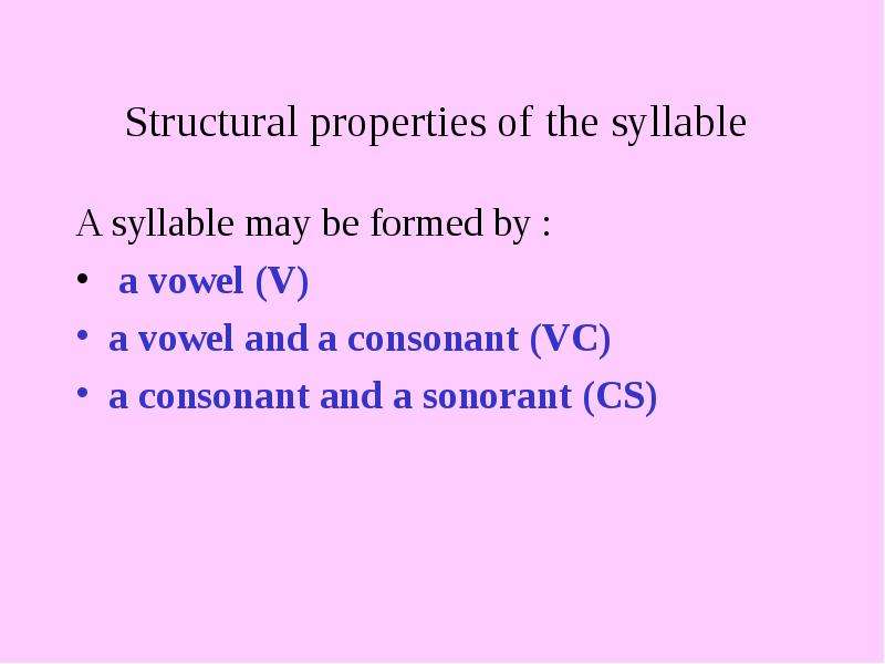 Structural properties of the