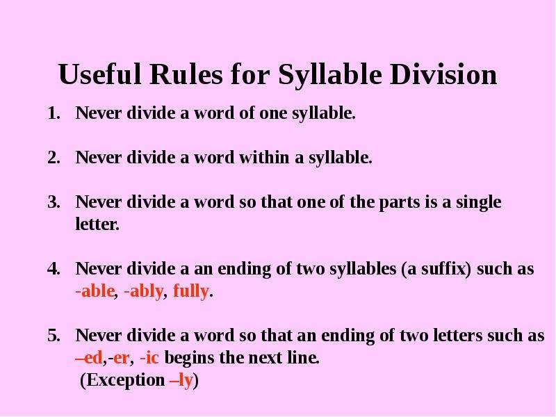Useful Rules for Syllable