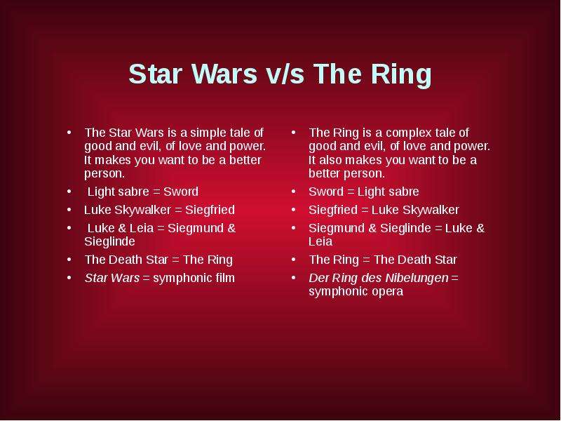 Star Wars v s The Ring The