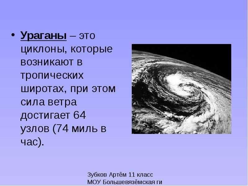 Ураганы это циклоны, которые