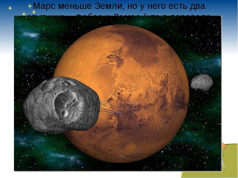 Марс меньше Земли, но у него