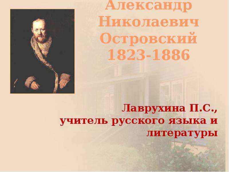 Презентация Александр Николаевич Островский 1823-1886