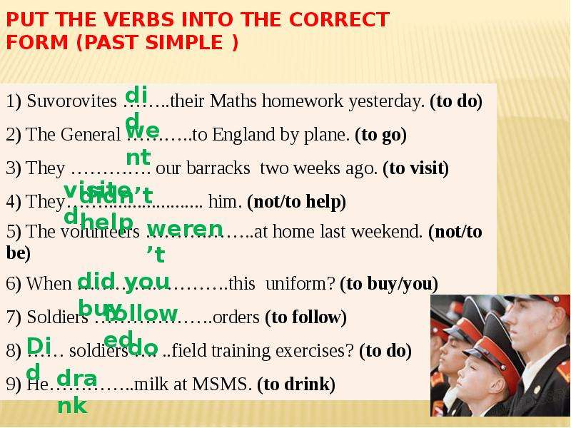 Put the verbs into the