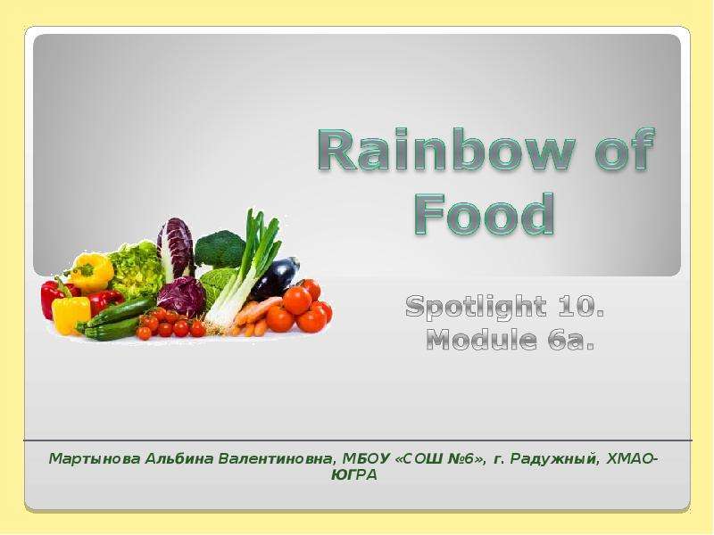 Презентация К уроку английского языка "Rainbow of food" -