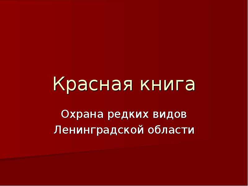 Презентация Красная книга Охрана редких видов Ленинградской области