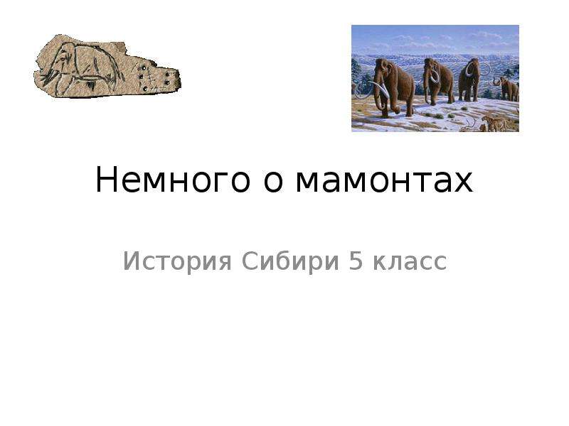 Презентация Немного о мамонтах История Сибири 5 класс