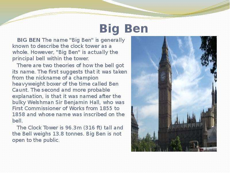 Big Ben BIG BEN The name quot