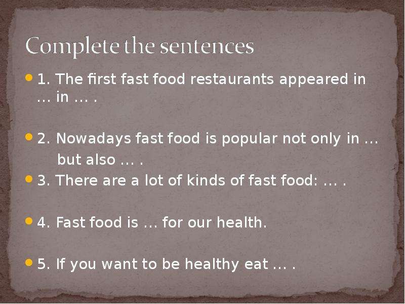 . The first fast food