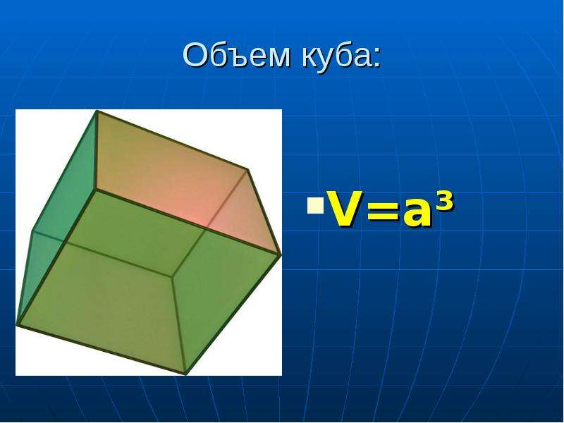 Объем куба V a