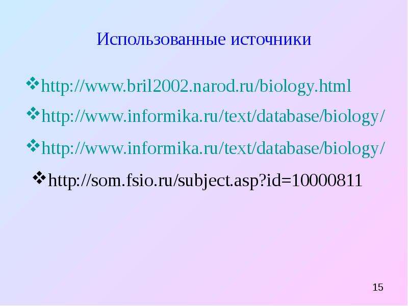 Использованные источники http