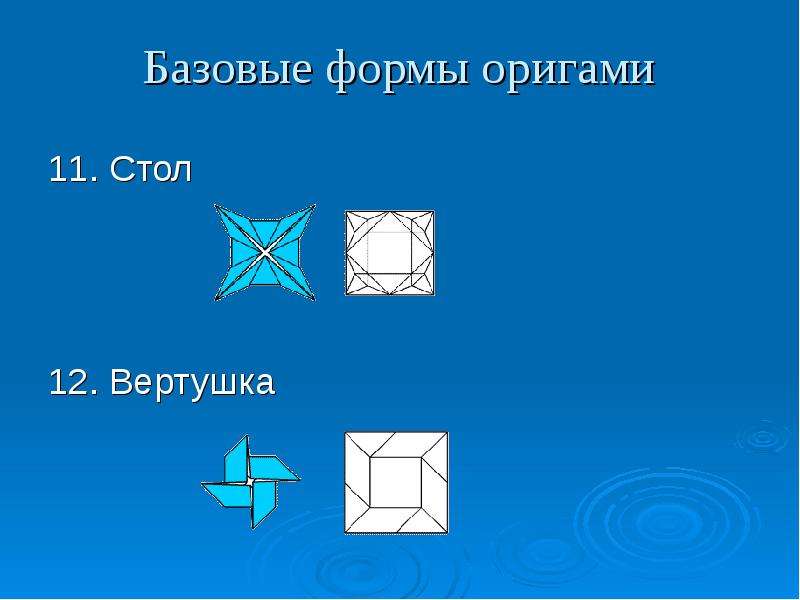 Базовые формы оригами . Стол