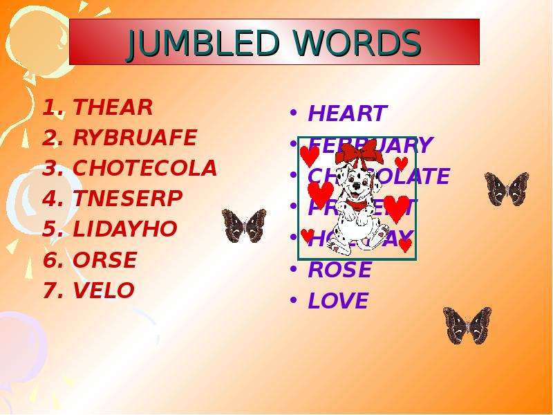 JUMBLED WORDS HEART FEBRUARY