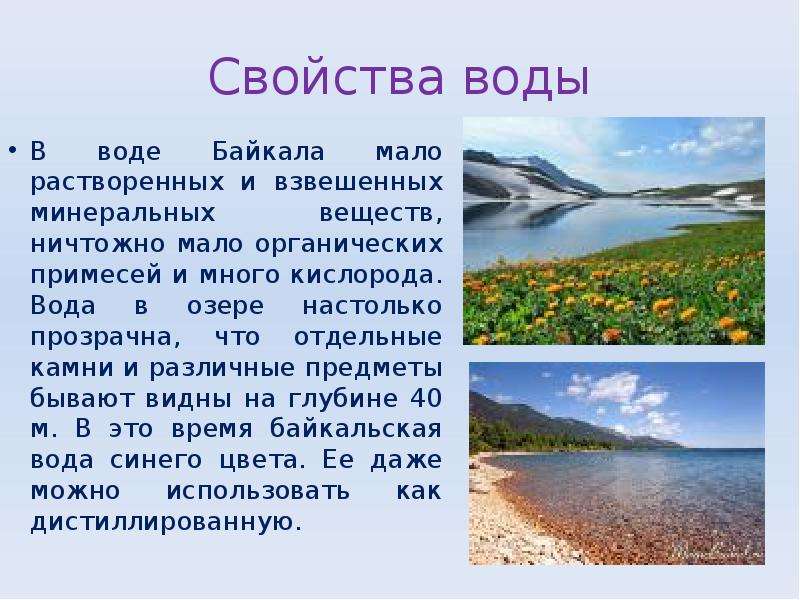 Свойства воды В воде Байкала