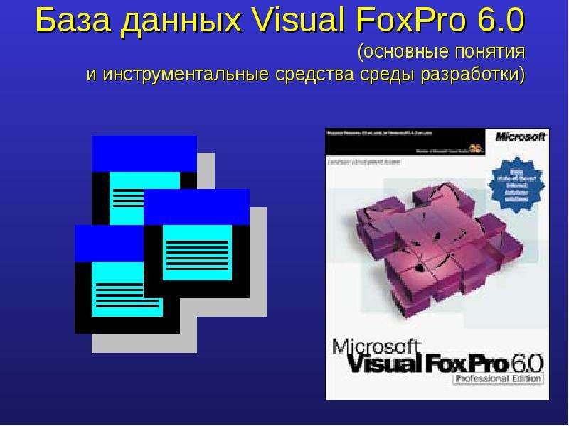 Презентация База данных Visual FoxPro 6. 0 (основные понятия и инструментальные средства среды разработки)