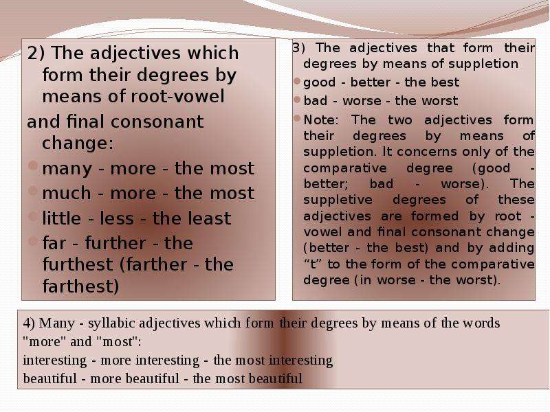 The adjectives which form