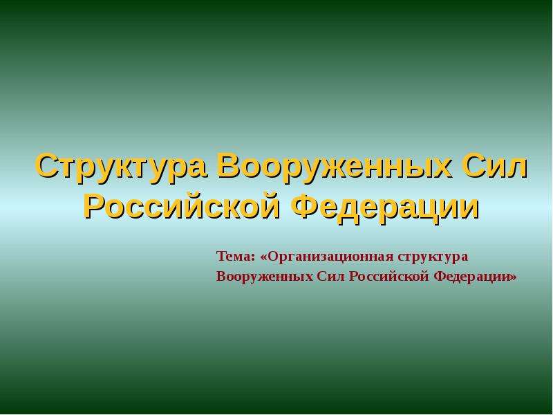 Презентация Структура Вооруженных Cил Российской Федерации