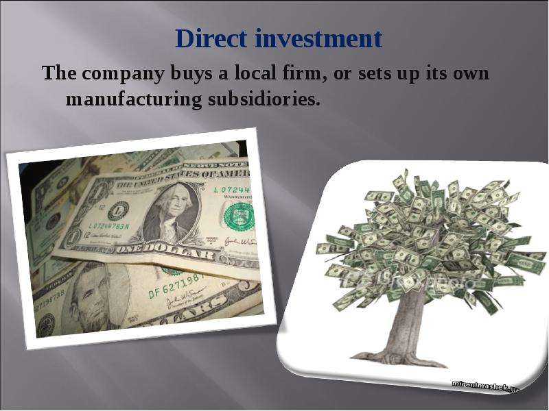 Direct investment The company