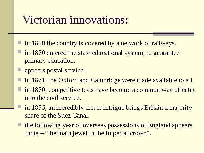 Victorian innovations in the