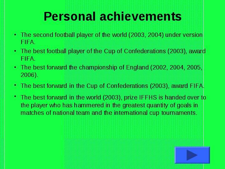 Personal achievements The
