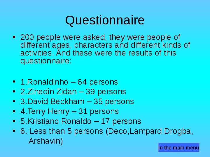 Questionnaire people were