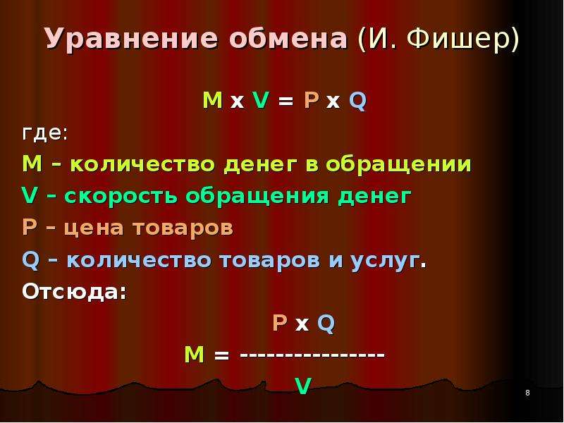 Уравнение обмена И. Фишер M x