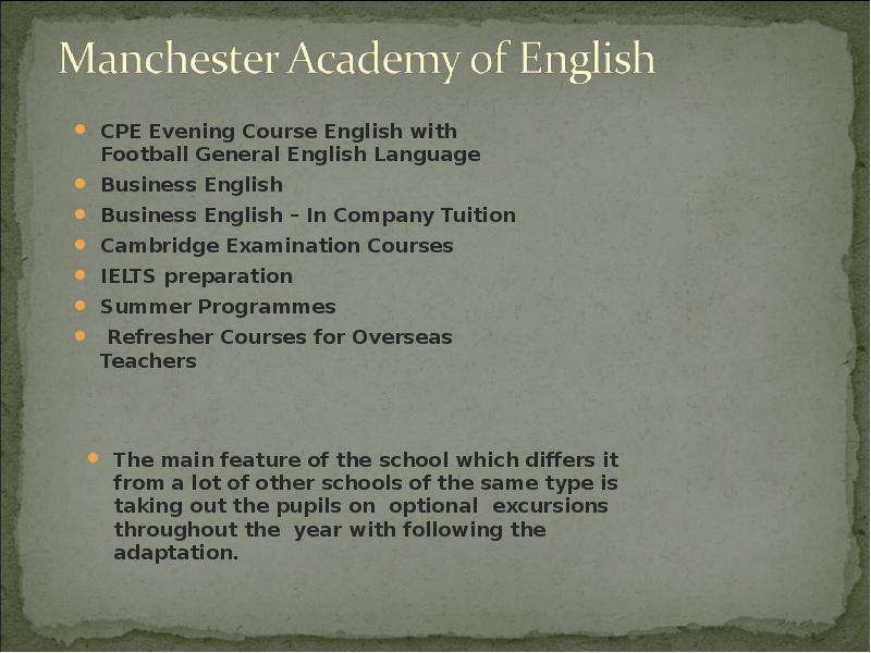 CPE Evening Course English