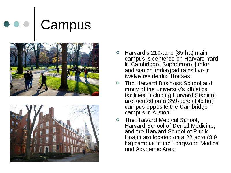 Campus Harvard s -acre ha