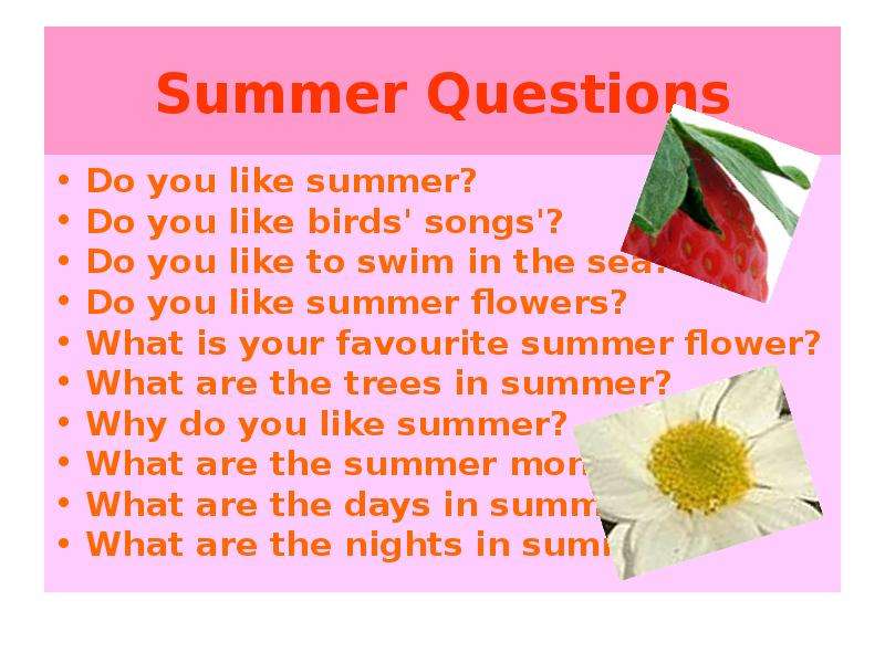 Summer Questions Do you like