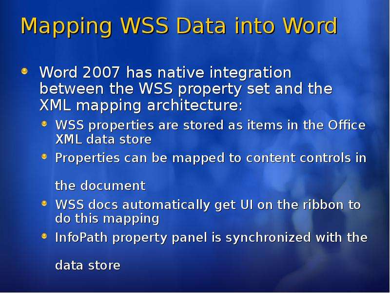 Mapping WSS Data into Word