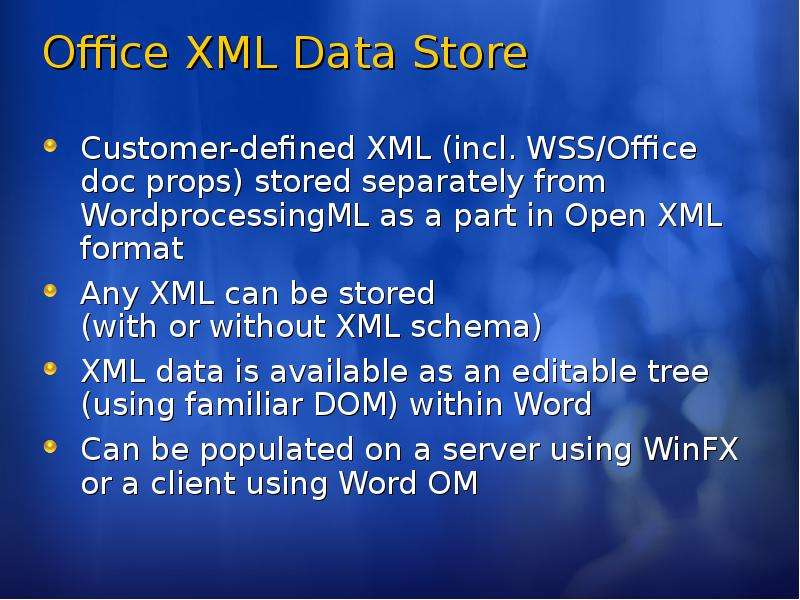 Office XML Data Store