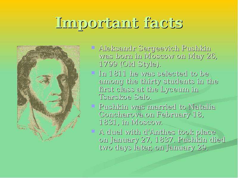 Important facts Aleksandr