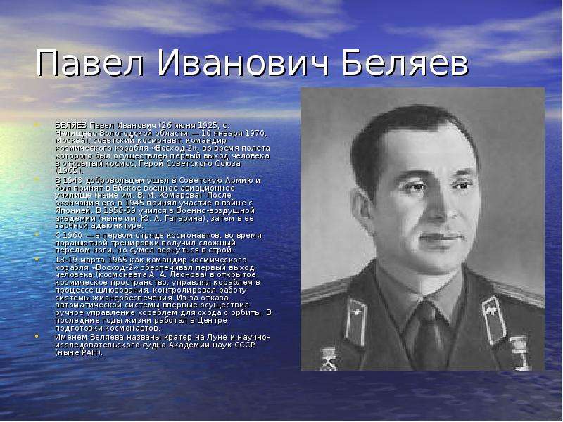 Павел Иванович Беляев БЕЛЯЕВ